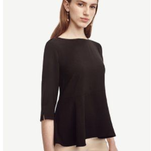 Ann Taylor black peplum boat neck top